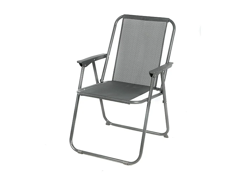 Fauteuil de jardin pliable en tissu gris anthracite – Dimensions 53x55x75 cm