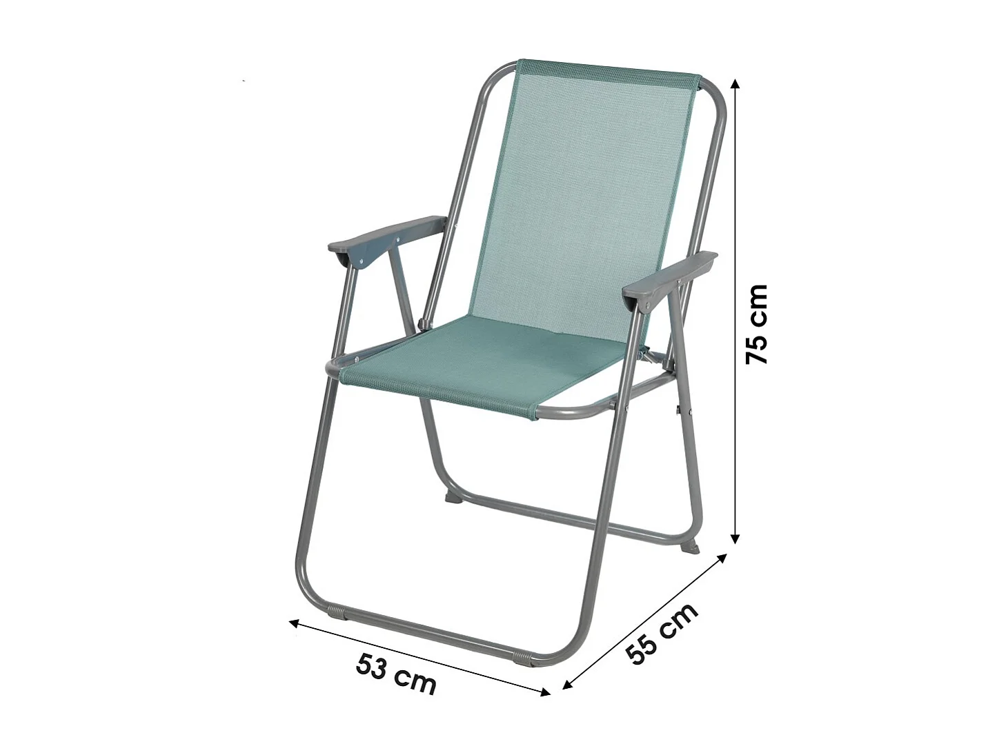 Fauteuil de jardin pliable en tissu bleu gris – Dimensions 53x55x75 cm
