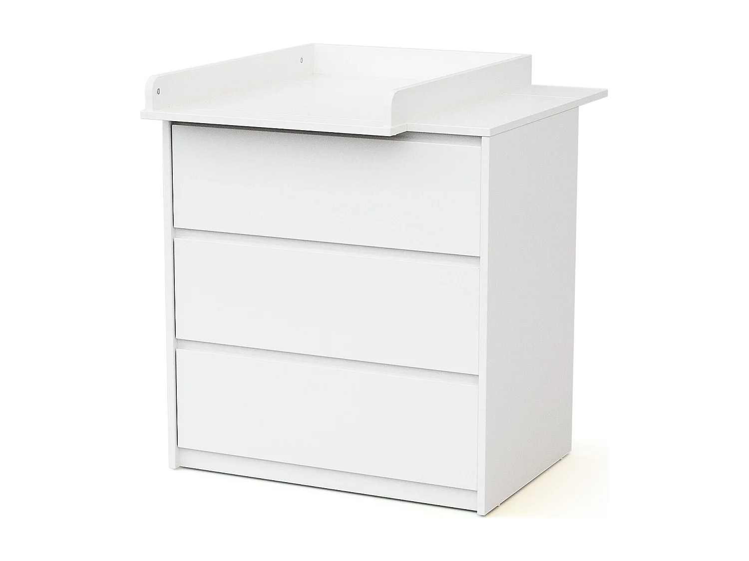 Cômoda bebê 3 gavetas com trocador de madeira 50 cm UNO - Branco