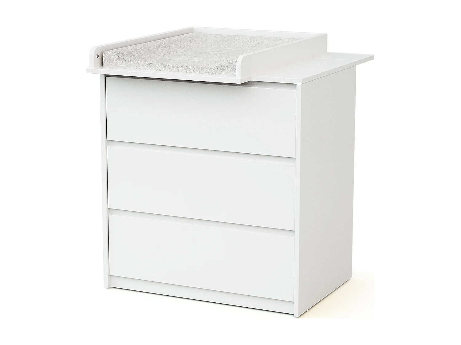 Commode bébé 3 tiroirs avec plan à langer en bois 50 cm UNO - Blanc