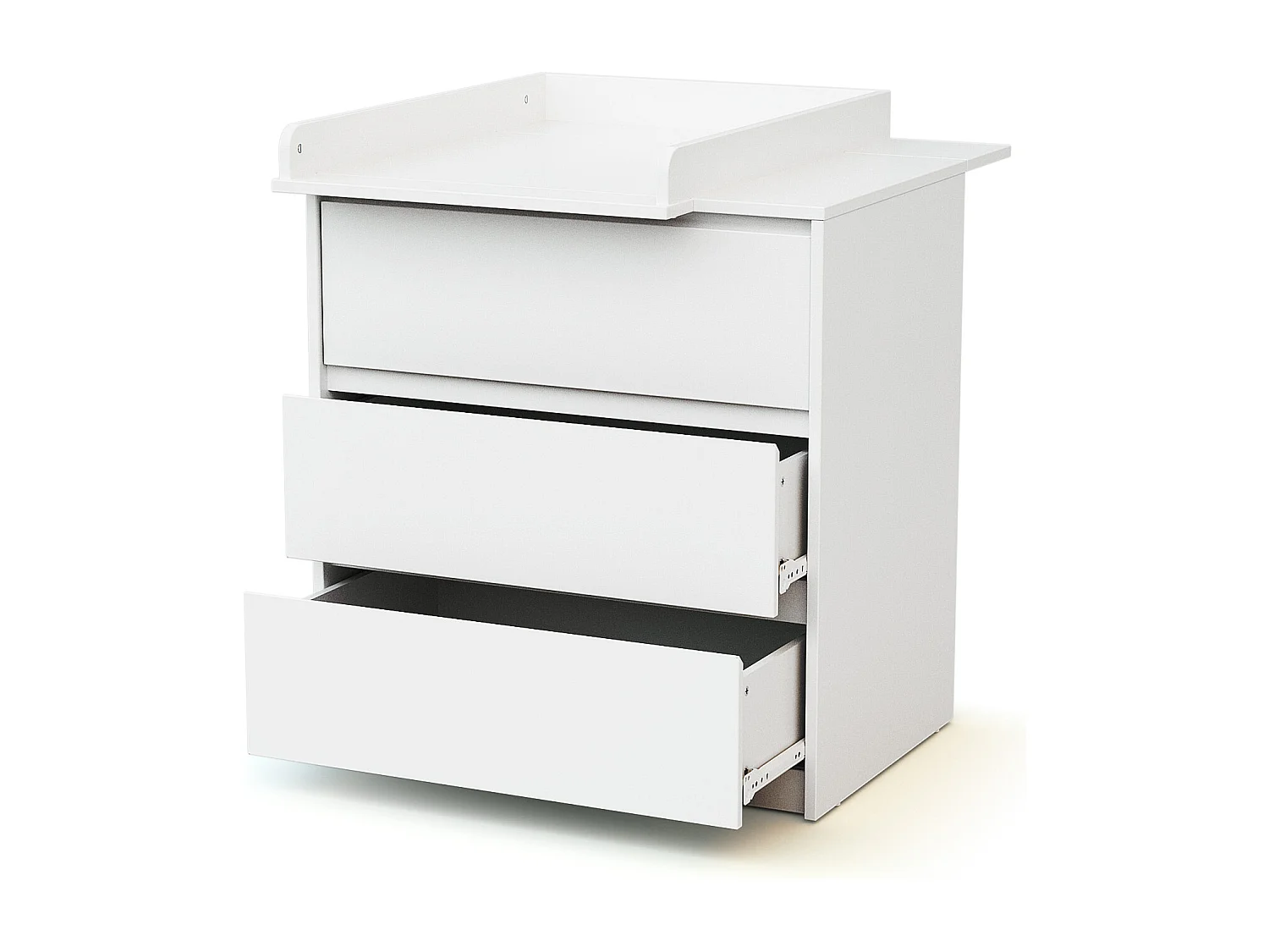 Commode bébé 3 tiroirs avec plan à langer en bois 50 cm UNO - Blanc