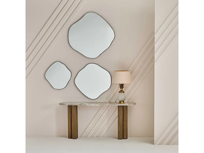 Consoletafel van massief hout en marmer BUREN