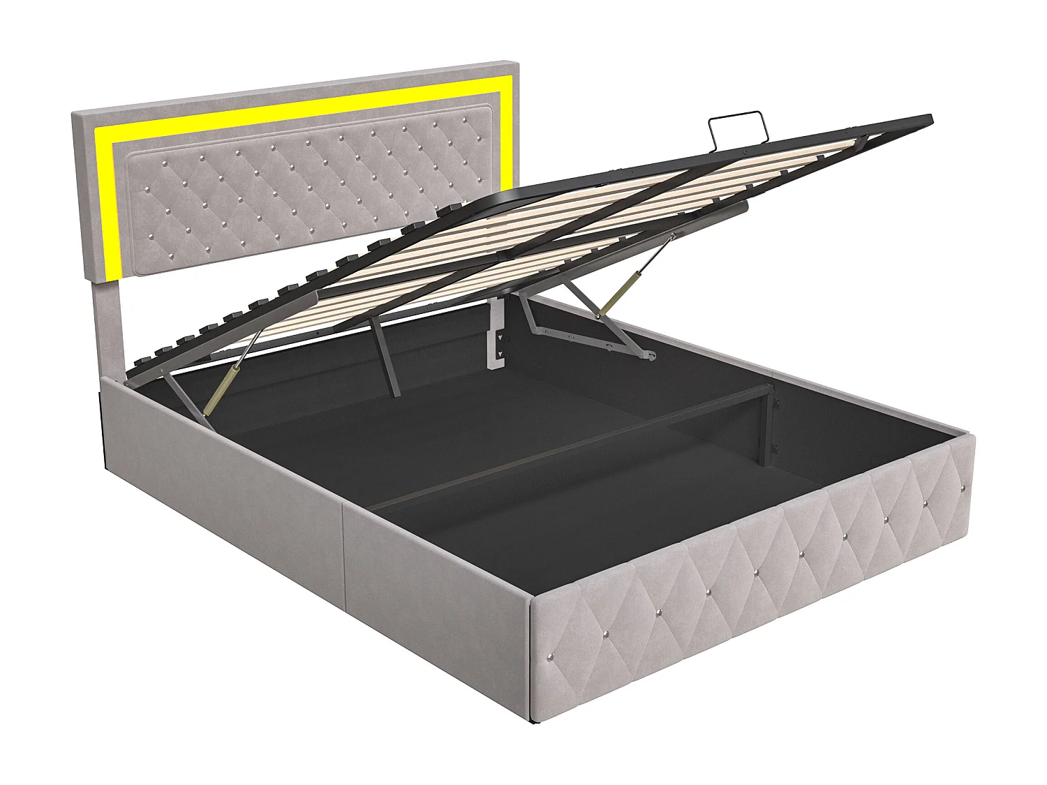 Tweepersoonsbed 140*200cm, drukknop luchtdrukbed, wit, fluweel