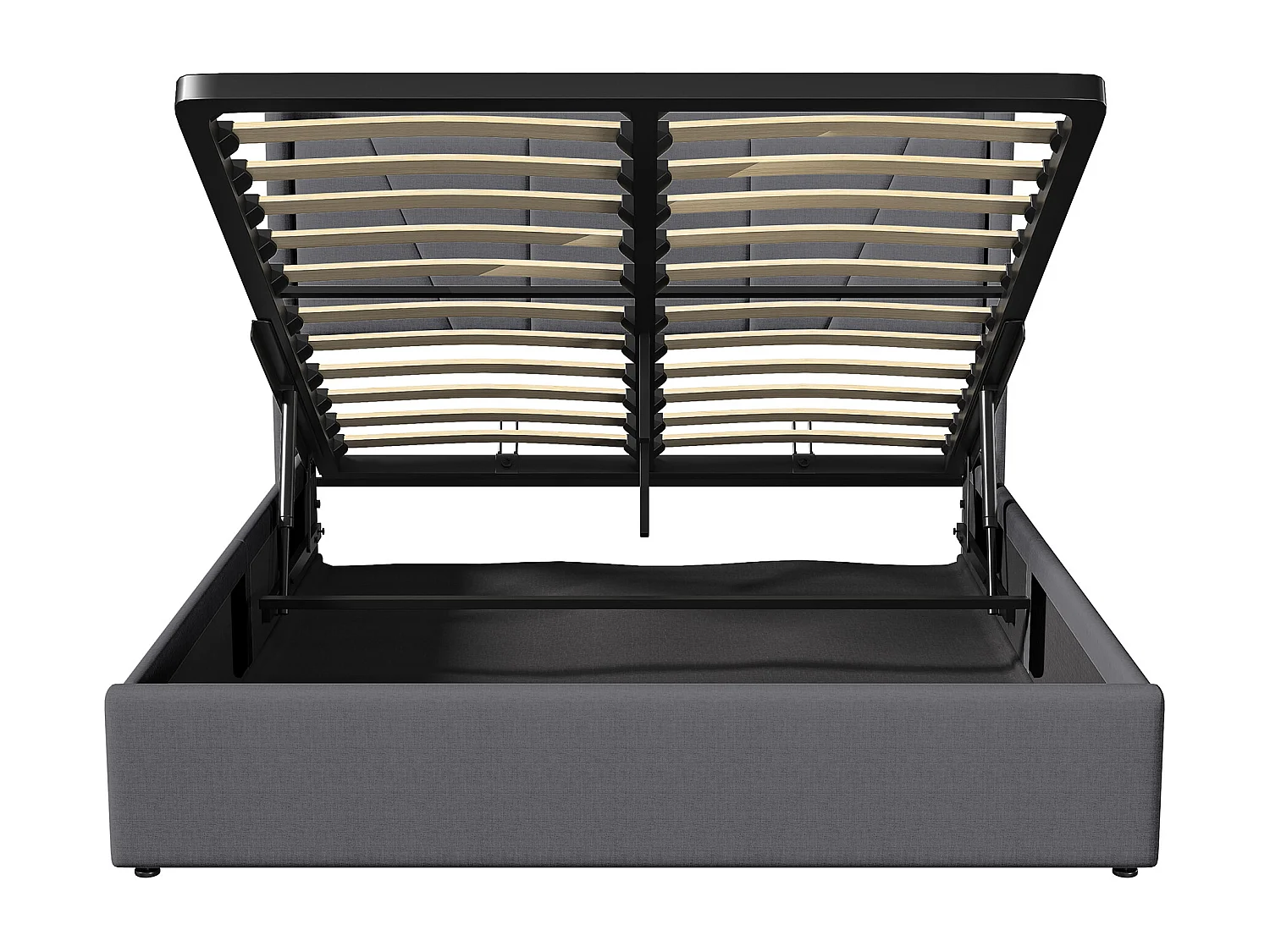 Tweepersoonsbed 160*200cm met 2 USB-poorten + 1 Type-C-poort + pneumatische hendel, zwart, linnen