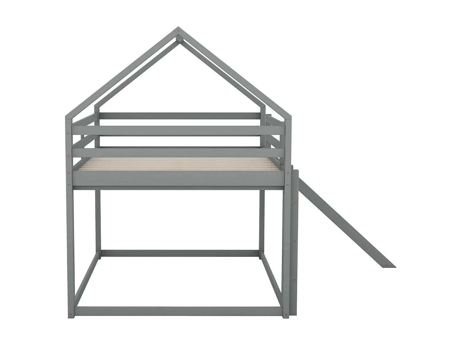 Lit superposé cabane avec toboggan - 140x200cm - Pin massif + MDF - lit pour enfants - Blanc