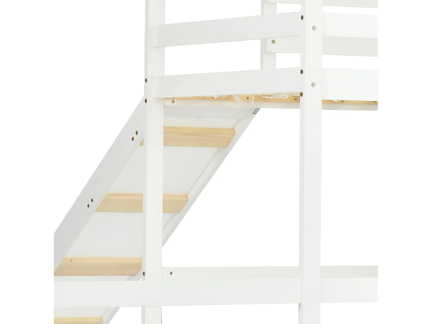 Lits superposés cabane 90x200cm et 90x100cm avec toboggan - Pin certifié FSC - Blanc