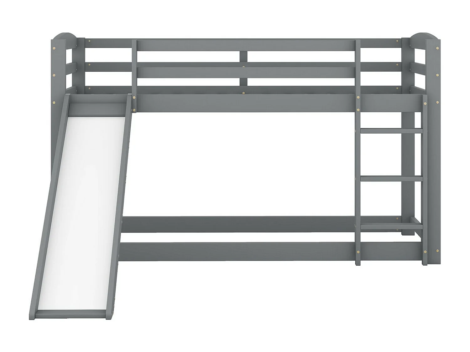 Lit superposé 90 x 200 cm - Avec toboggan et escalier - Pin - Charge max 120 kg - Gris