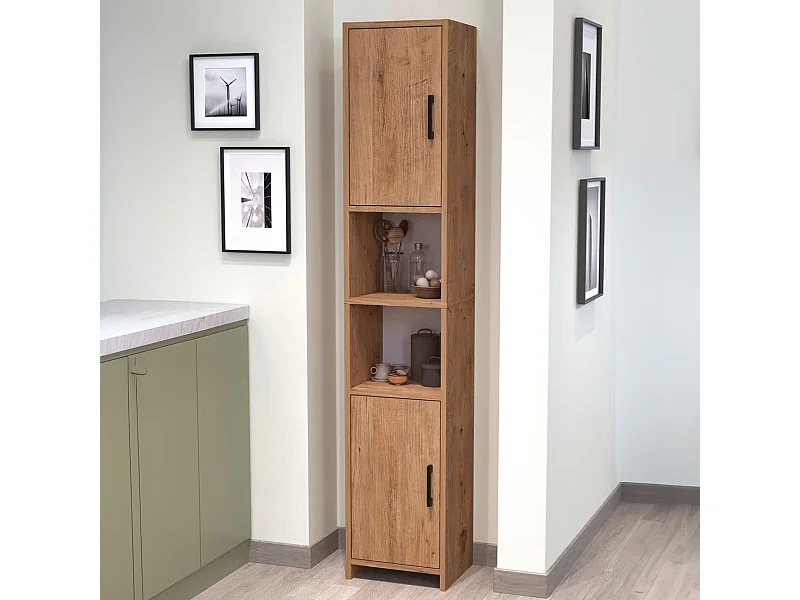 Meuble colonne de cuisine Rautrina 180 x 35 x 30 cm effet chêne [en.casa]