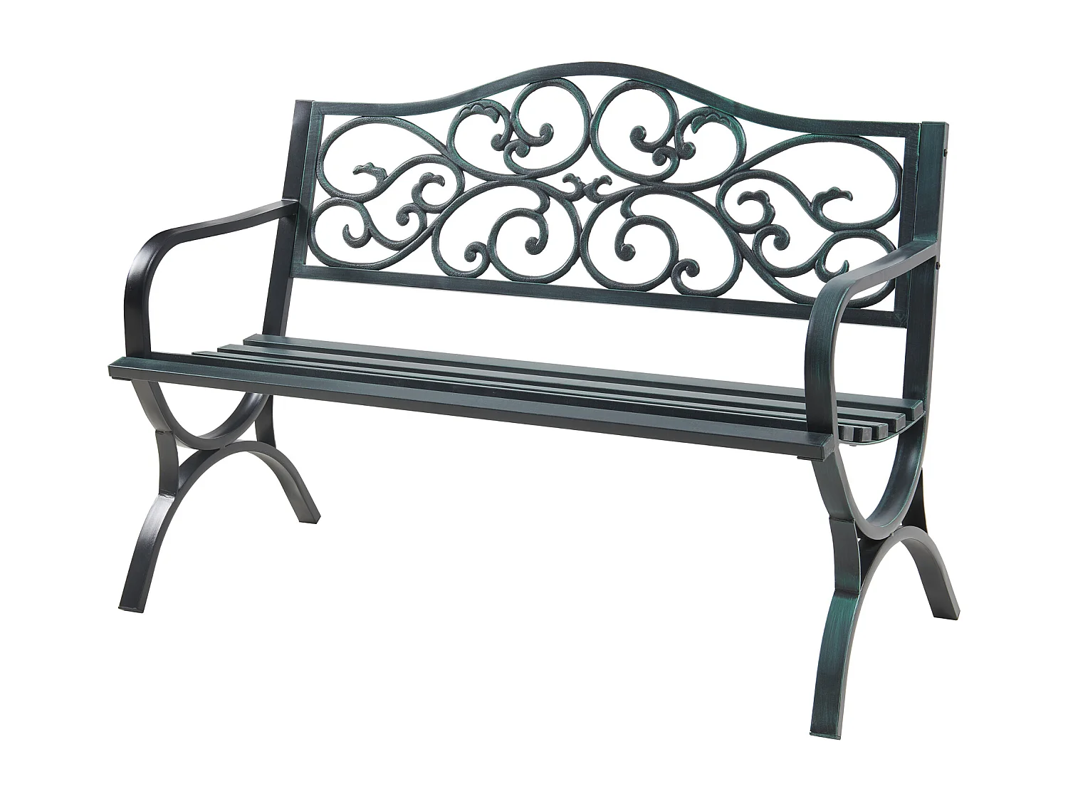 Banc de jardin Utav 127 x 53 x 79 cm acier gris foncé avec patine verte casa.pro