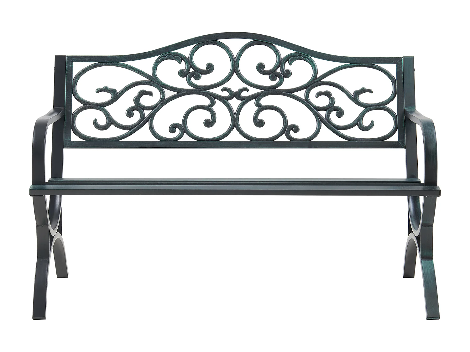 Banc de jardin Utav 127 x 53 x 79 cm acier gris foncé avec patine verte casa.pro