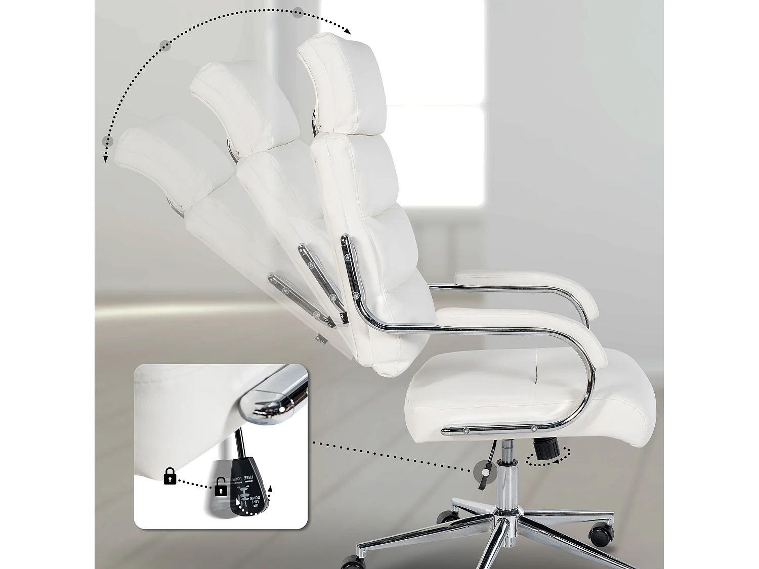 Chaise de bureau - Similicuir & Blanc - Blanc - Campo
