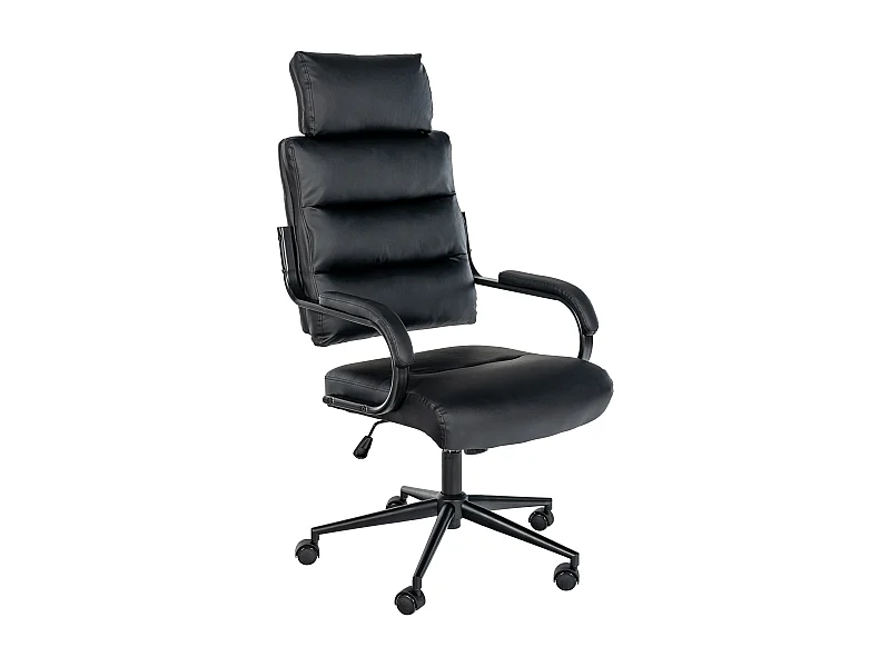 Chaise de bureau - Similicuir & Blanc - Noir / Noir - Campo