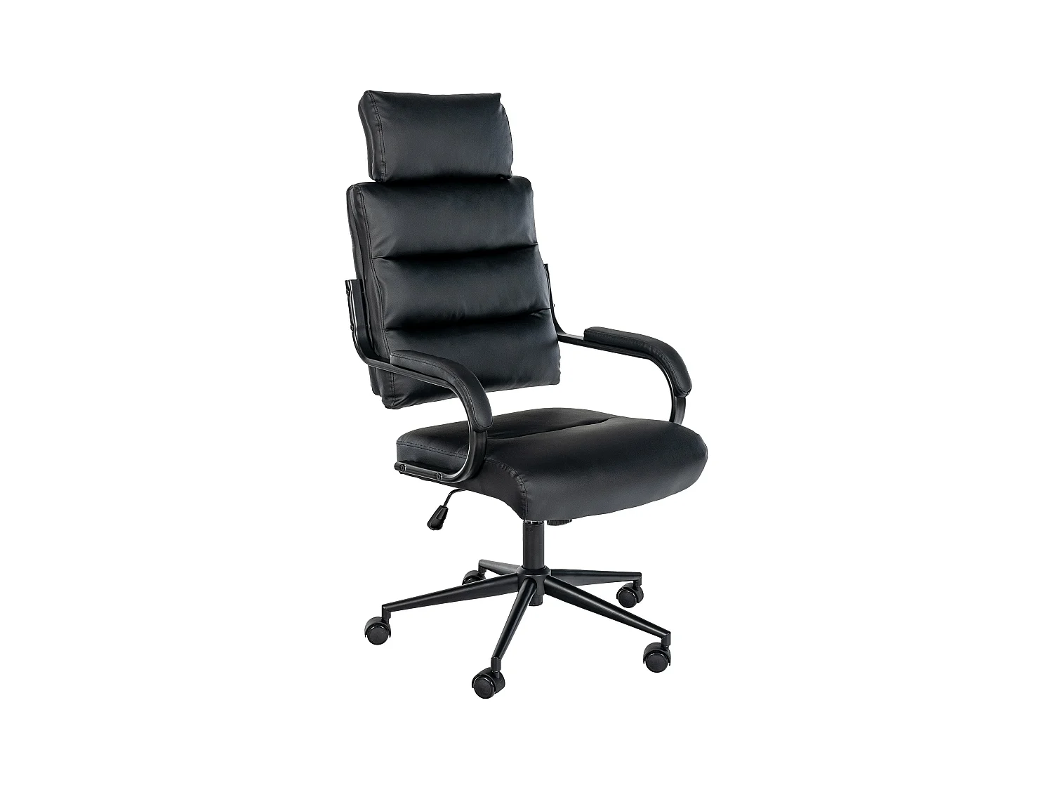 Chaise de bureau - Similicuir & Blanc - Noir / Noir - Campo