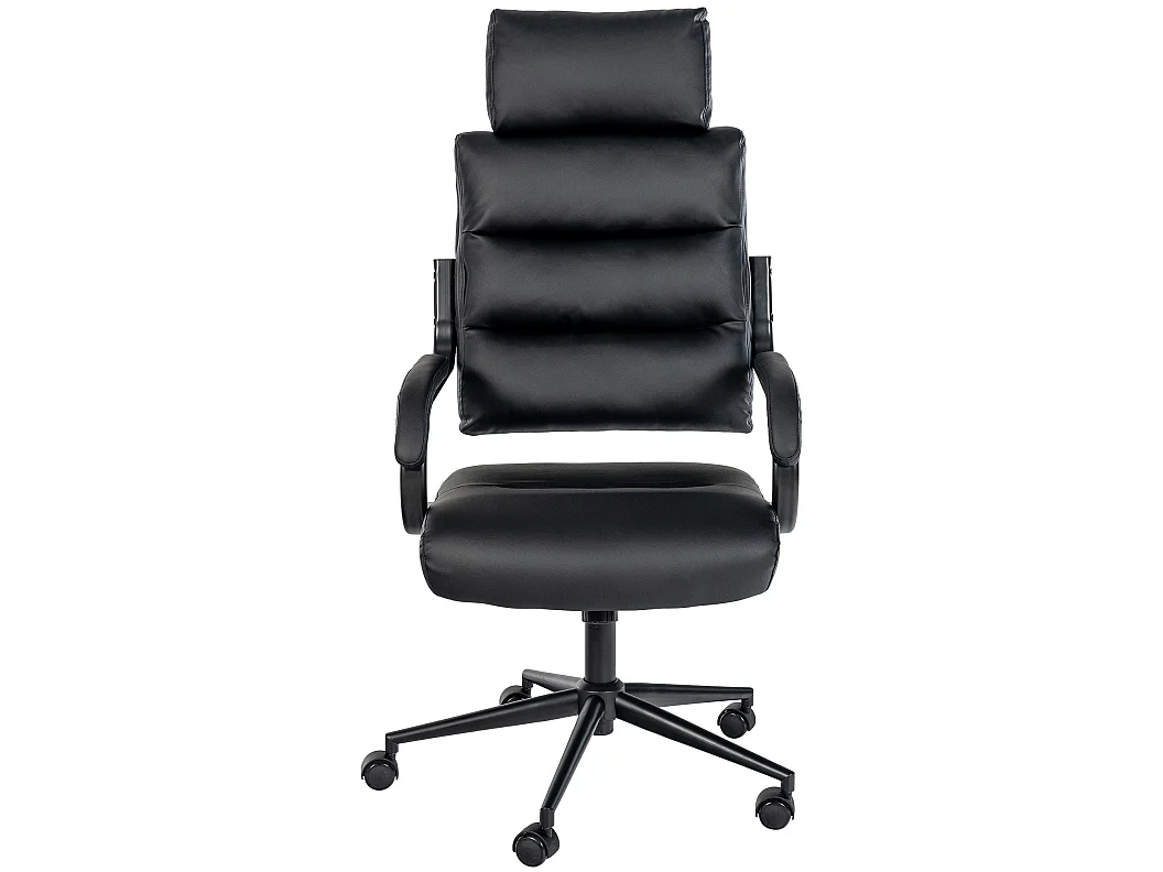 Chaise de bureau - Similicuir & Blanc - Noir / Noir - Campo