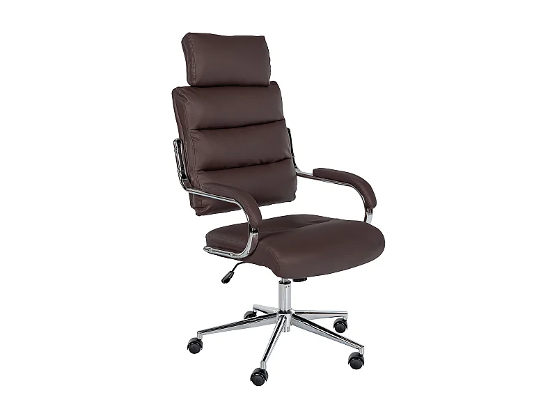 Chaise de bureau - Similicuir & Blanc - Marron - Campo