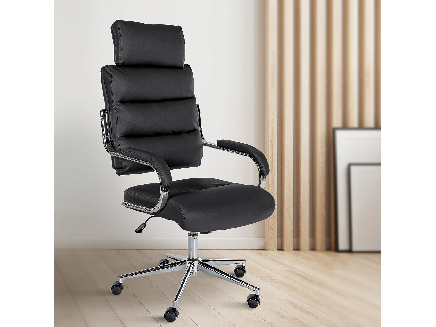 Chaise de bureau - Similicuir & Blanc - Noir - Campo