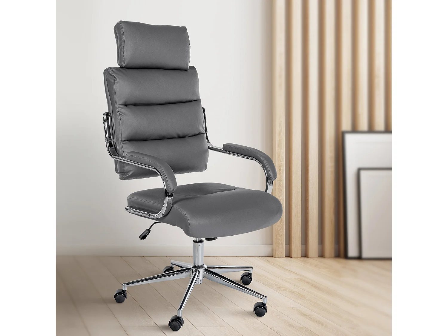 Chaise de bureau - Similicuir & Blanc - Gris - Campo