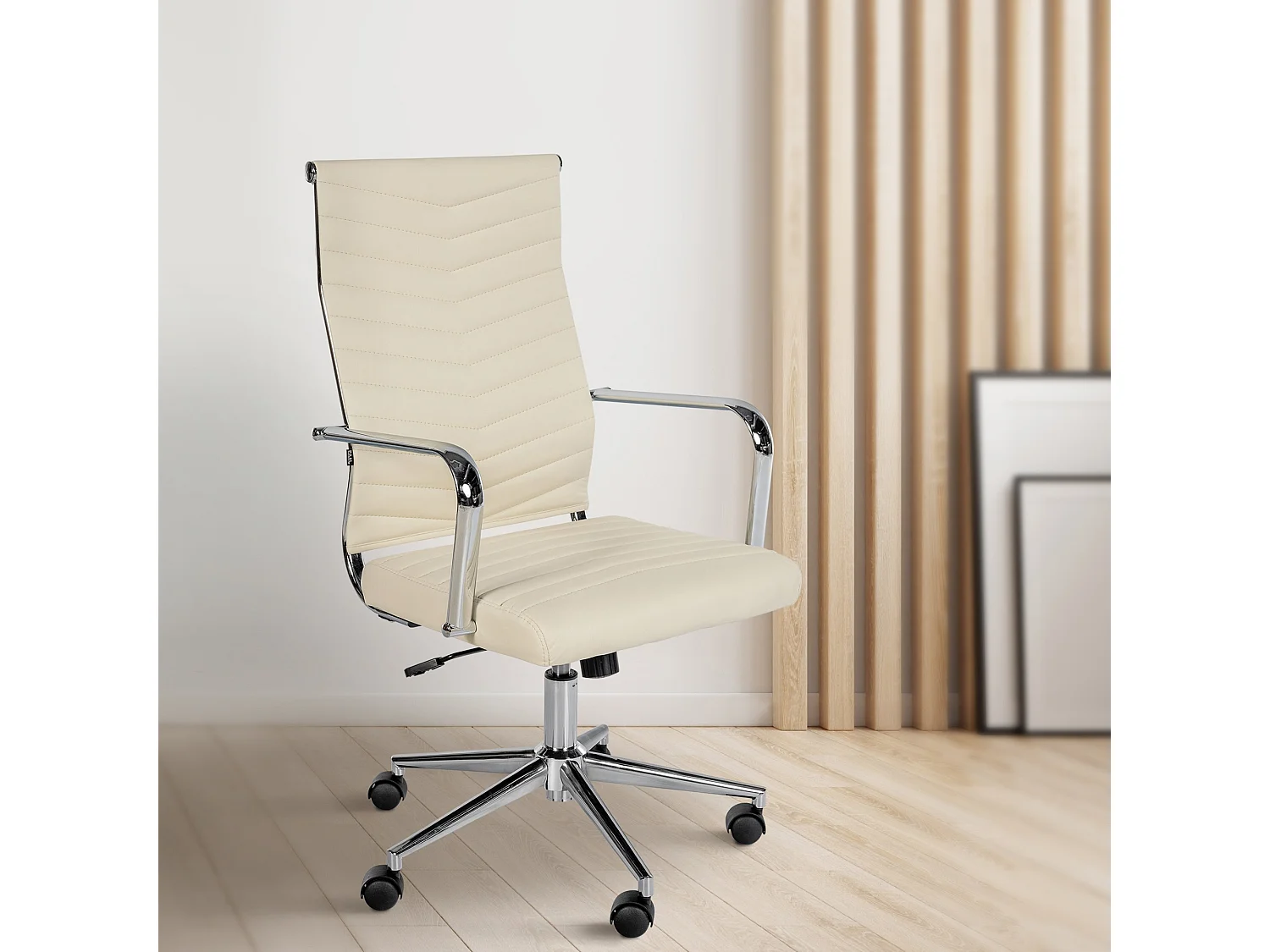 Chaise de bureau - Similicuir - Crème - Canby