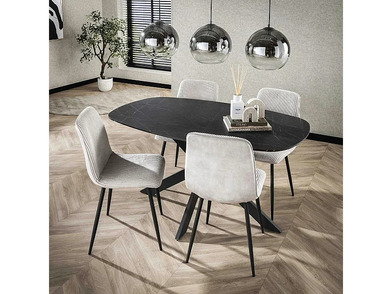 Table ovale pied central croisé 150 cm RALF