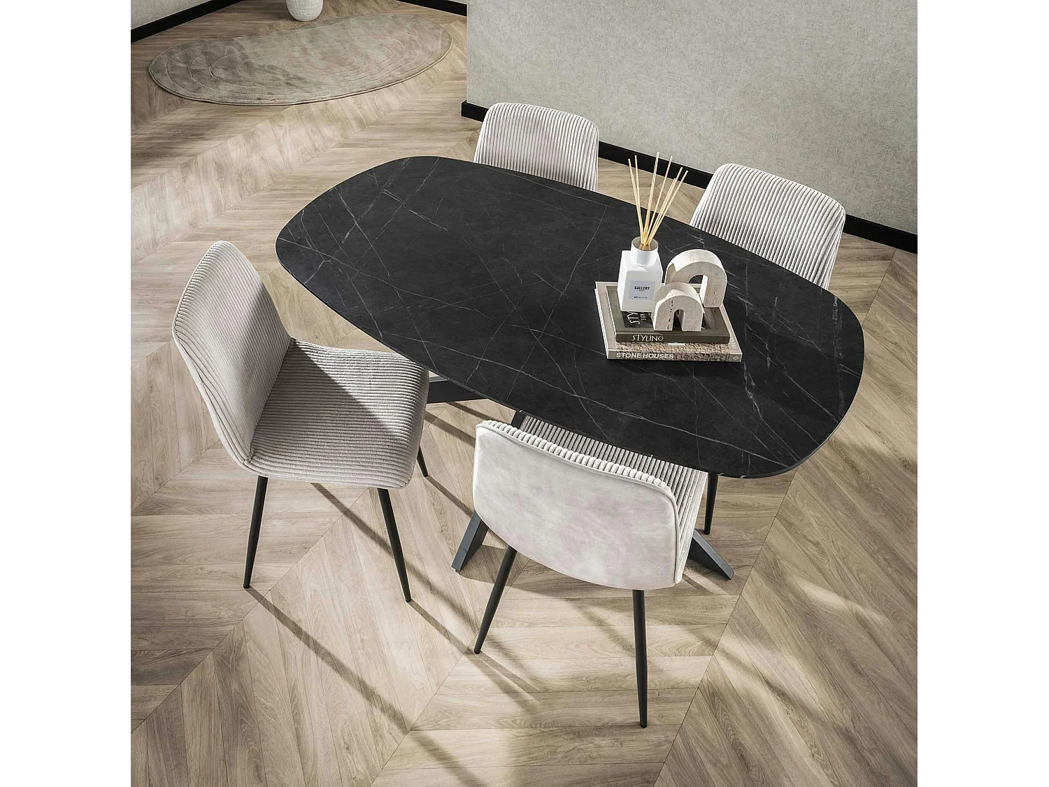 Table ovale pied central croisé 150 cm RALF