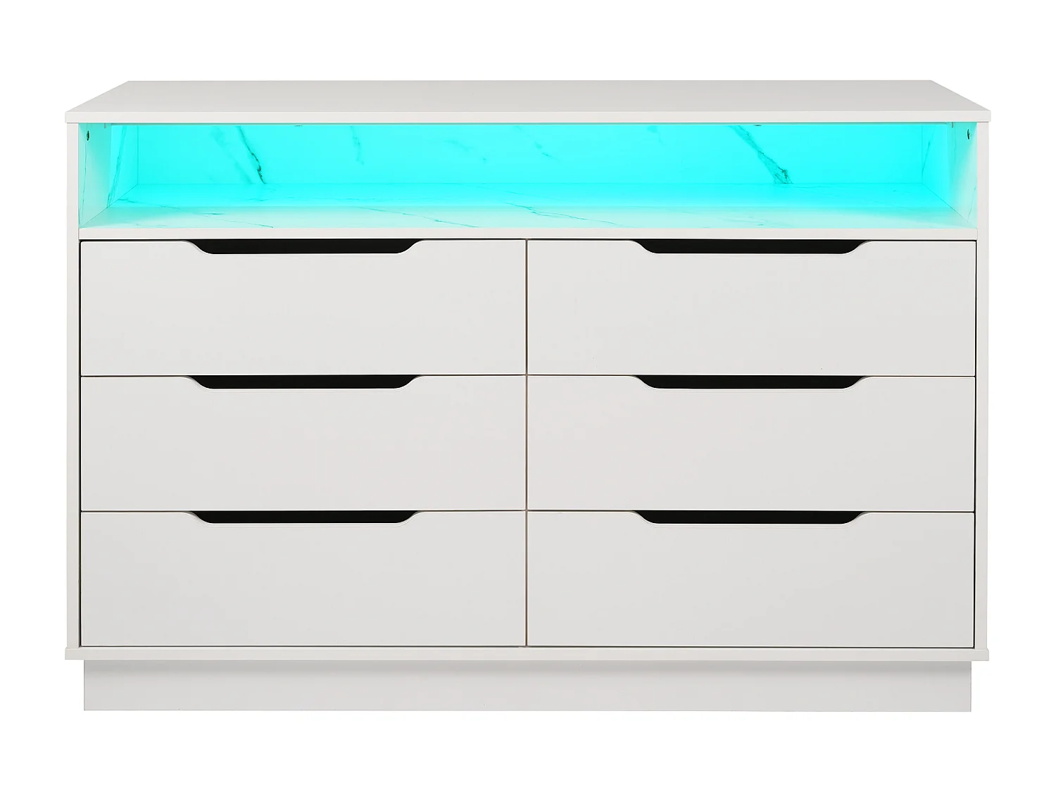 Zeitgenössischer Buffet mit LED - mit 6 Schubladen - Weiß