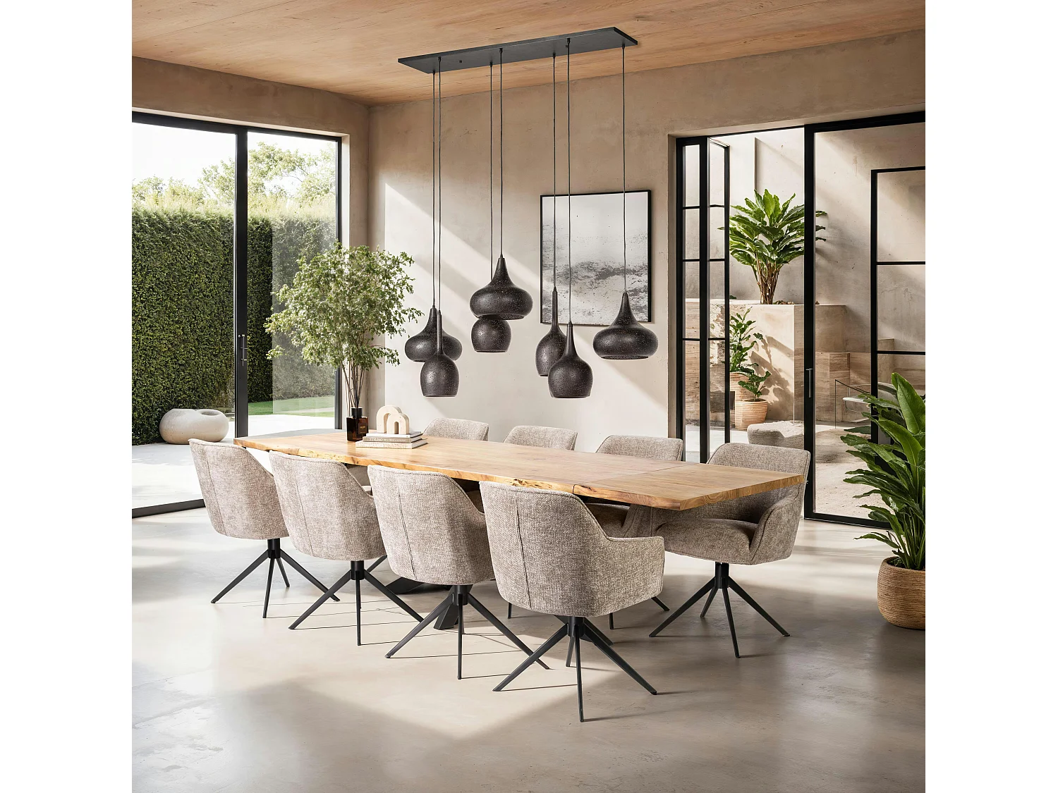 Table extensible 175/275 acacia bords irréguliers MELBOURNE