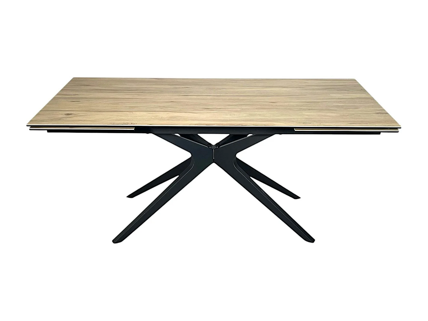 Table à manger extensible 180-280 cm céramique effet bois pied croisé LOMBARDIE