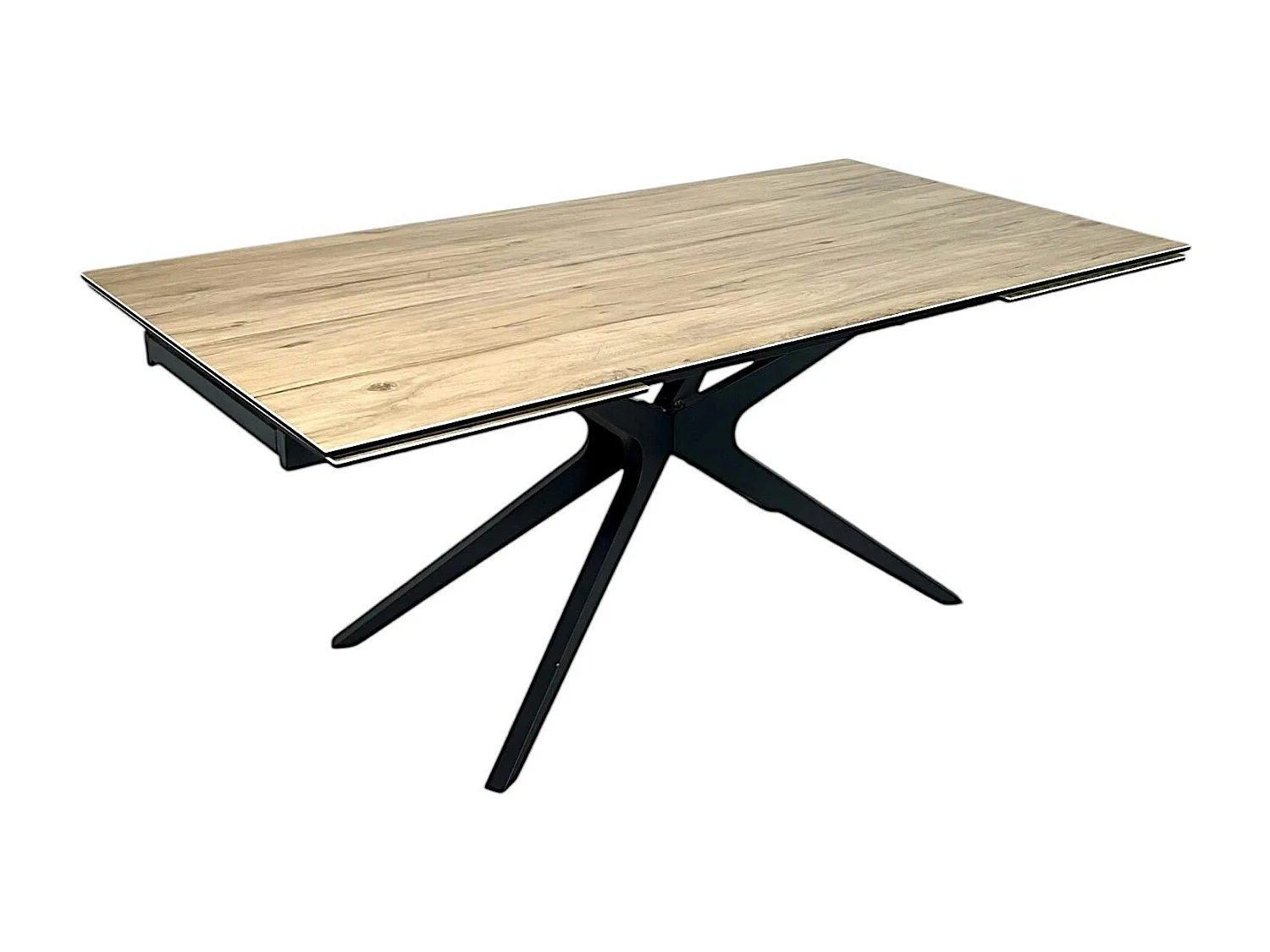 Table à manger extensible 180-280 cm céramique effet bois pied croisé LOMBARDIE