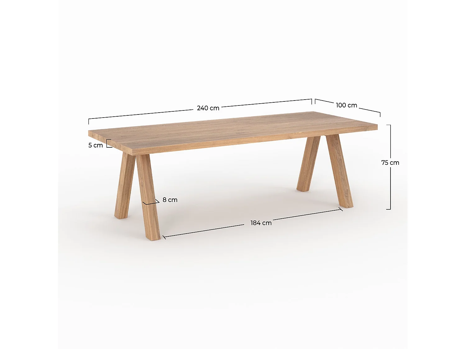 Tavolo da giardino 240 cm in legno di teak riciclato - Molo