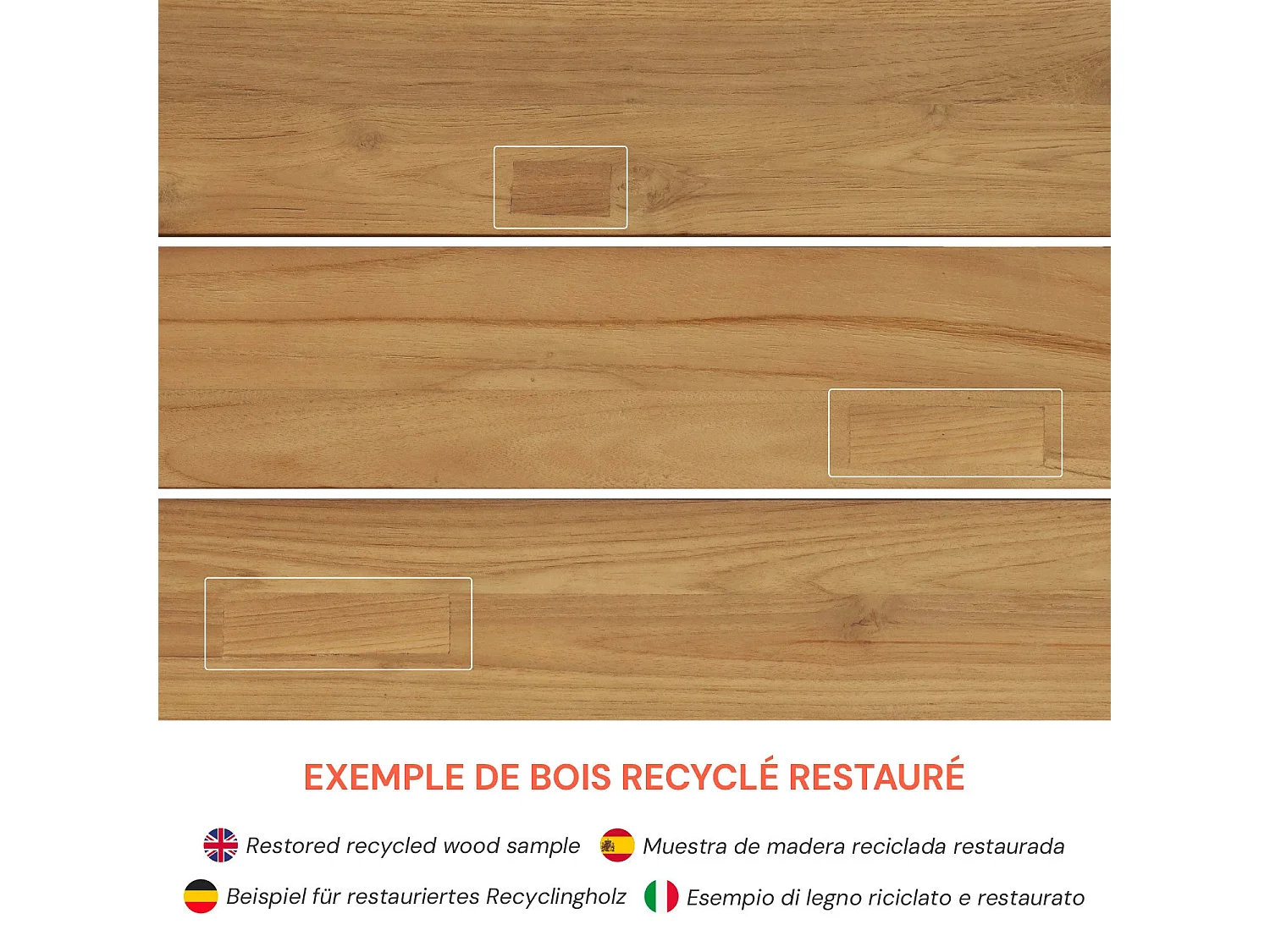 Table de jardin en bois de teck recyclé 10 personnes - Molo