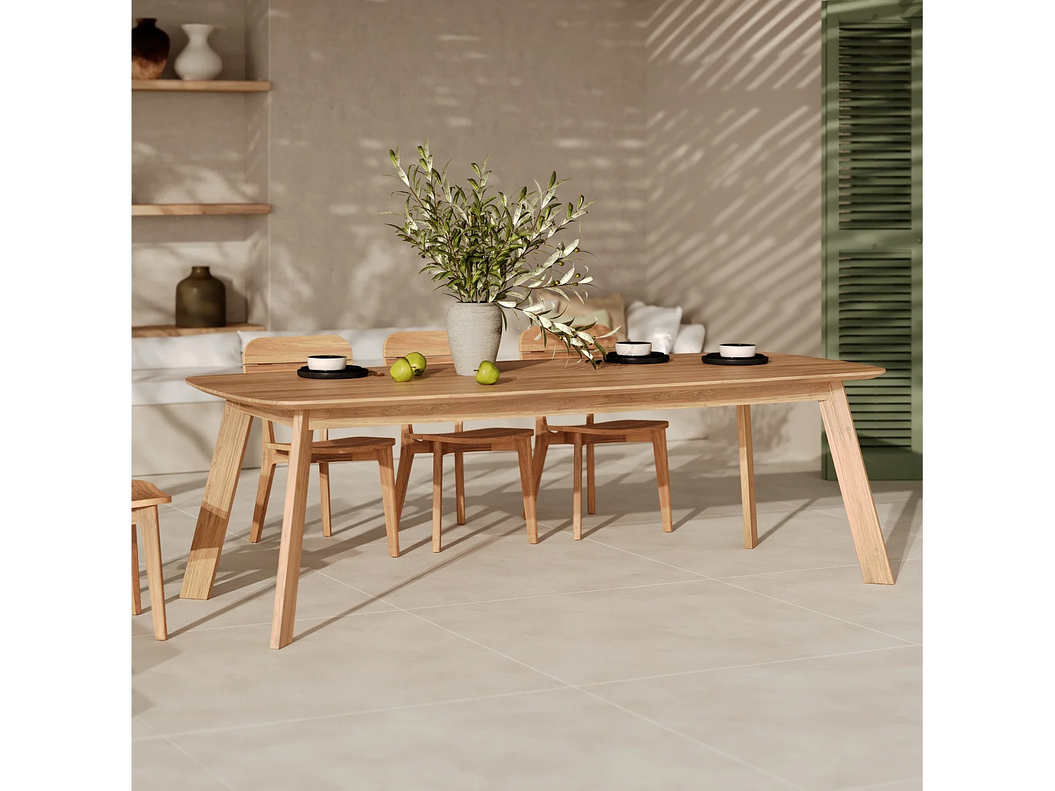 Table de jardin en bois de teck recyclé 10 personnes - Lumo