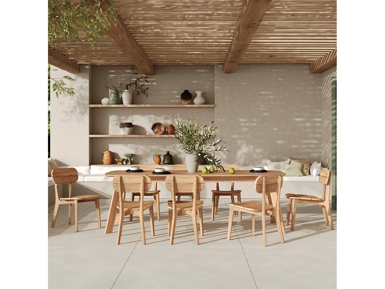 Mesa de jardín de madera de teca reciclada para 10 personas - Lumo