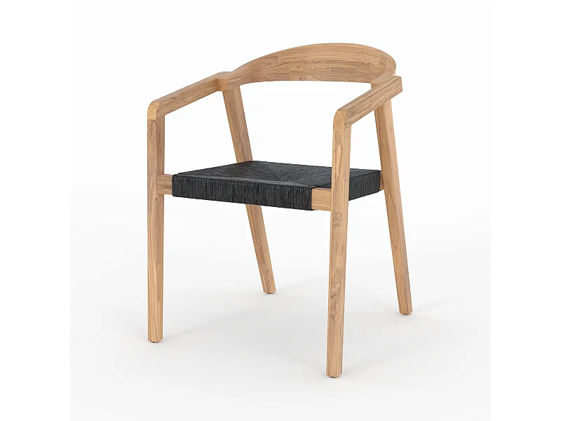 Silla de jardín de madera de teca reciclada y ratán sintético - Malio