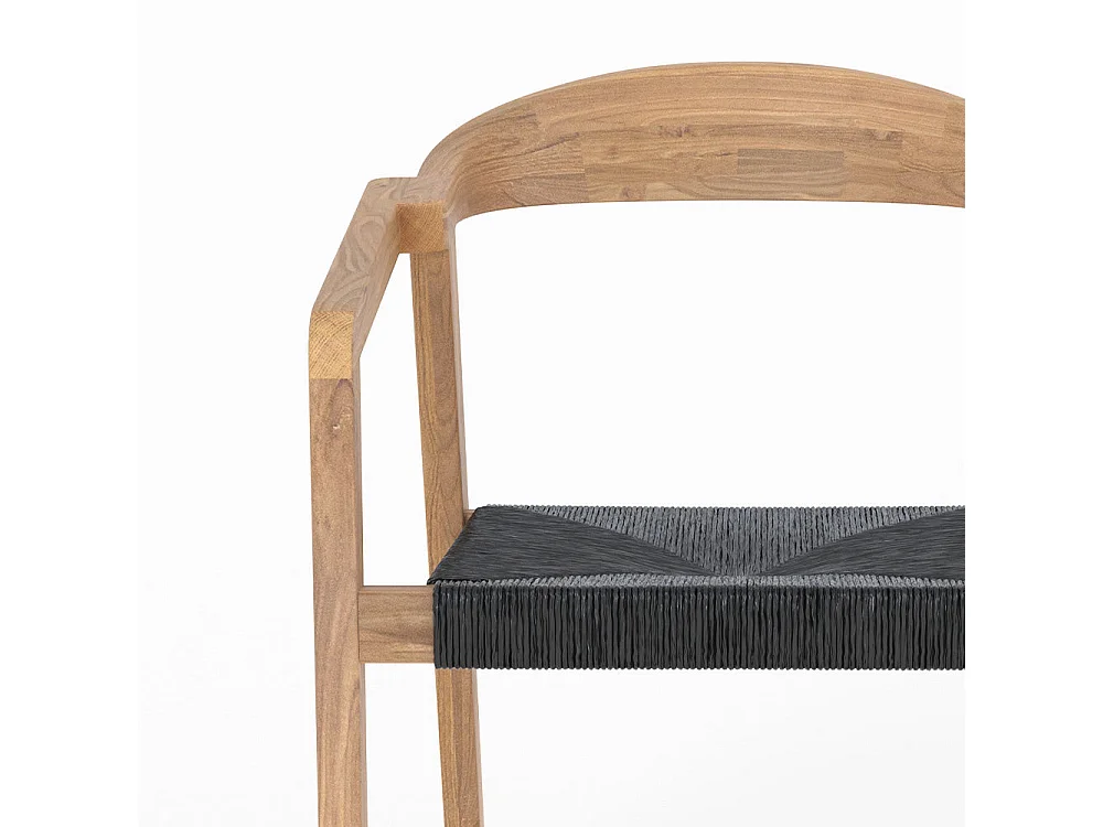 Sedia da giardino in legno di teak riciclato e rattan sintetico - Malio