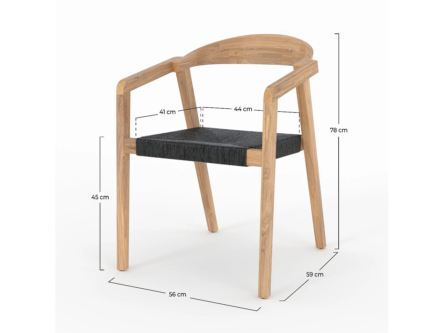 Silla de jardín de madera de teca reciclada y ratán sintético - Malio