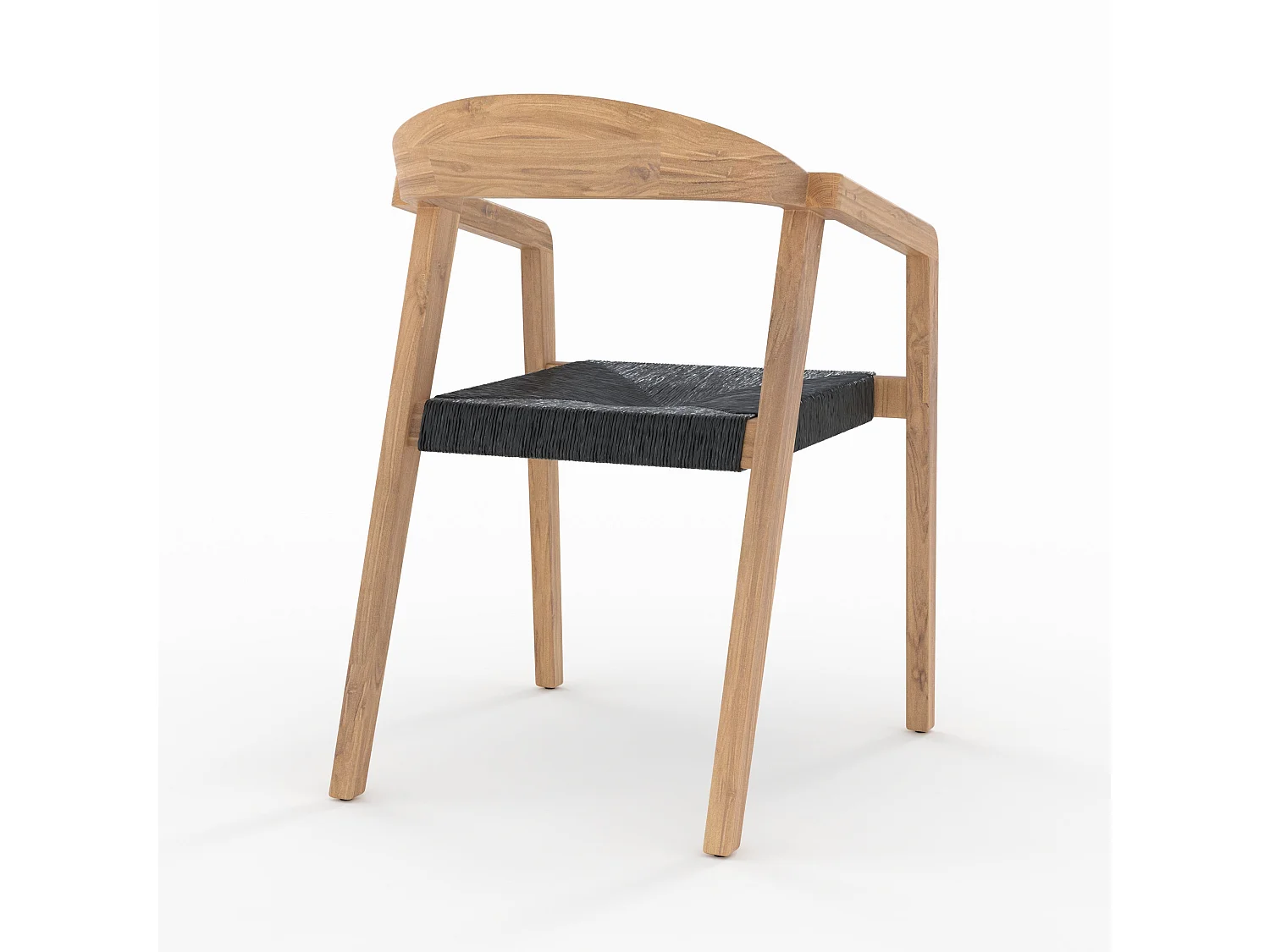 Silla de jardín de madera de teca reciclada y ratán sintético - Malio