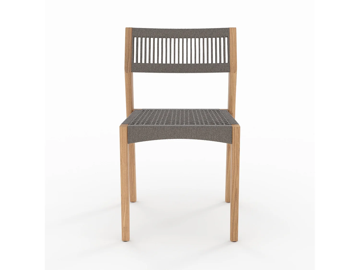 Lot de 2 chaises de jardin en bois de teck recyclé et tissage en corde - Nusa