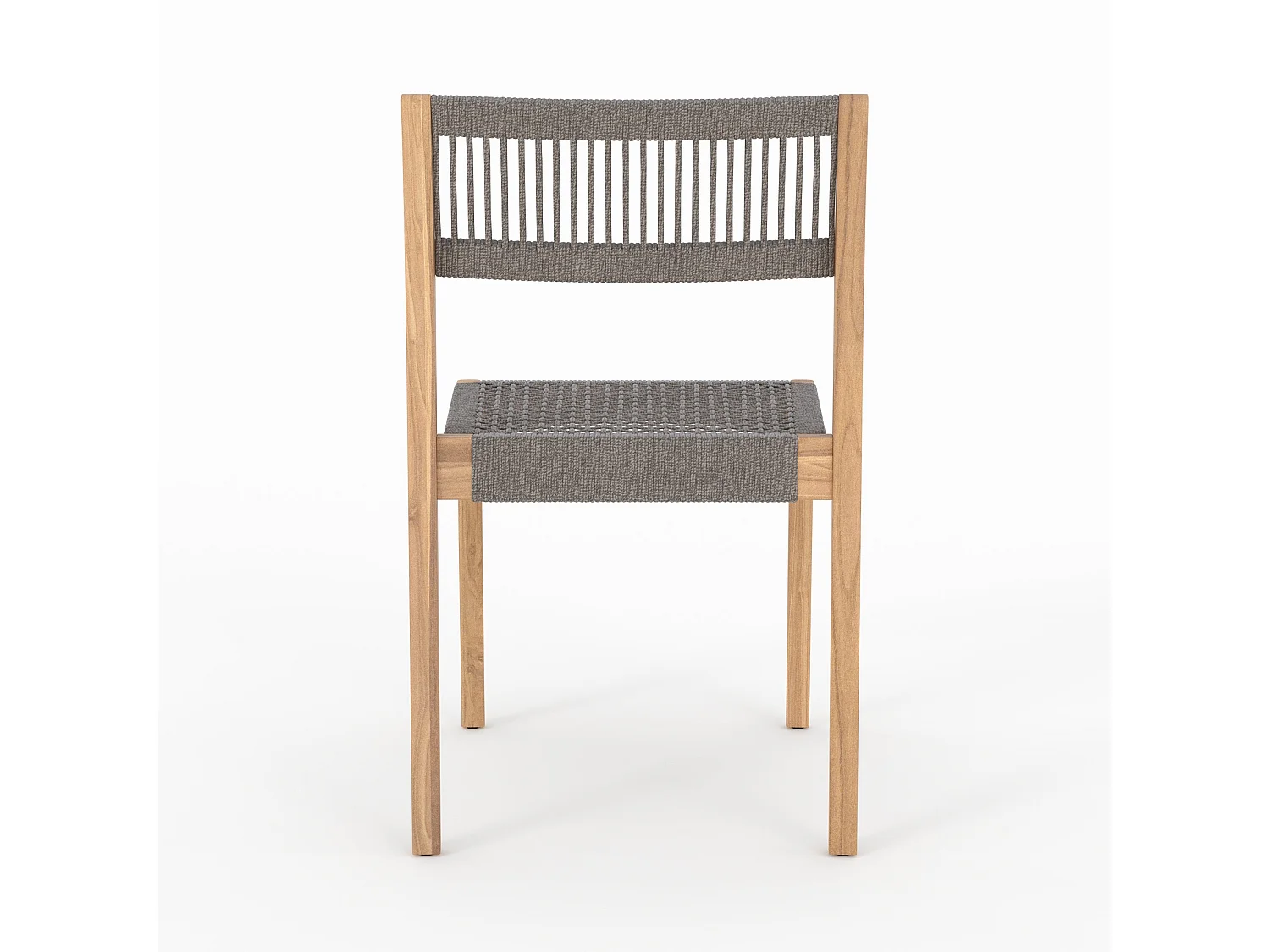 Lot de 2 chaises de jardin en bois de teck recyclé et tissage en corde - Nusa