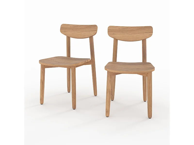 Set di 2 sedie da giardino in legno di teak riciclato - Lufy