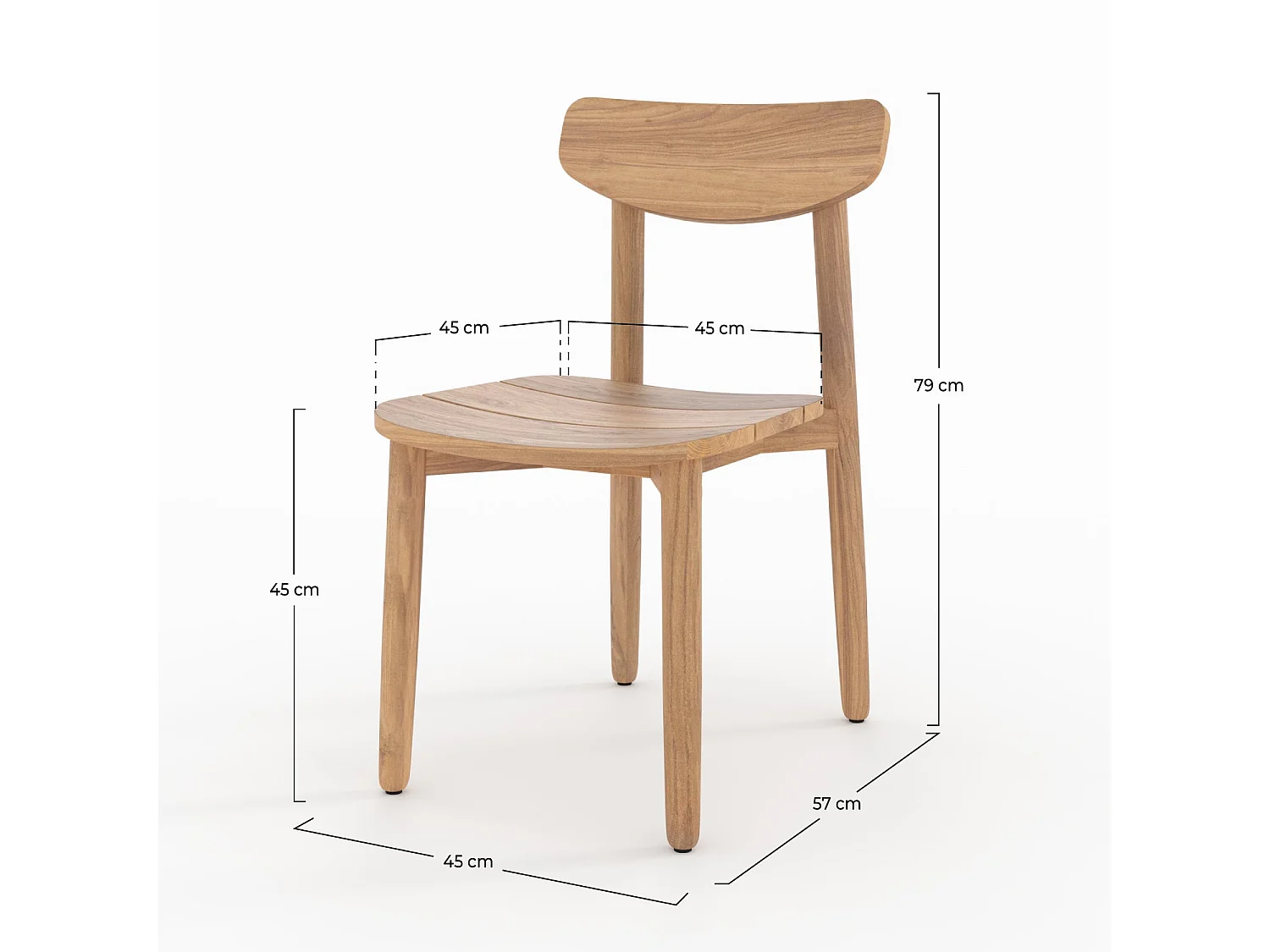 Lot de 2 chaises de jardin en bois de teck recyclé - Lufy