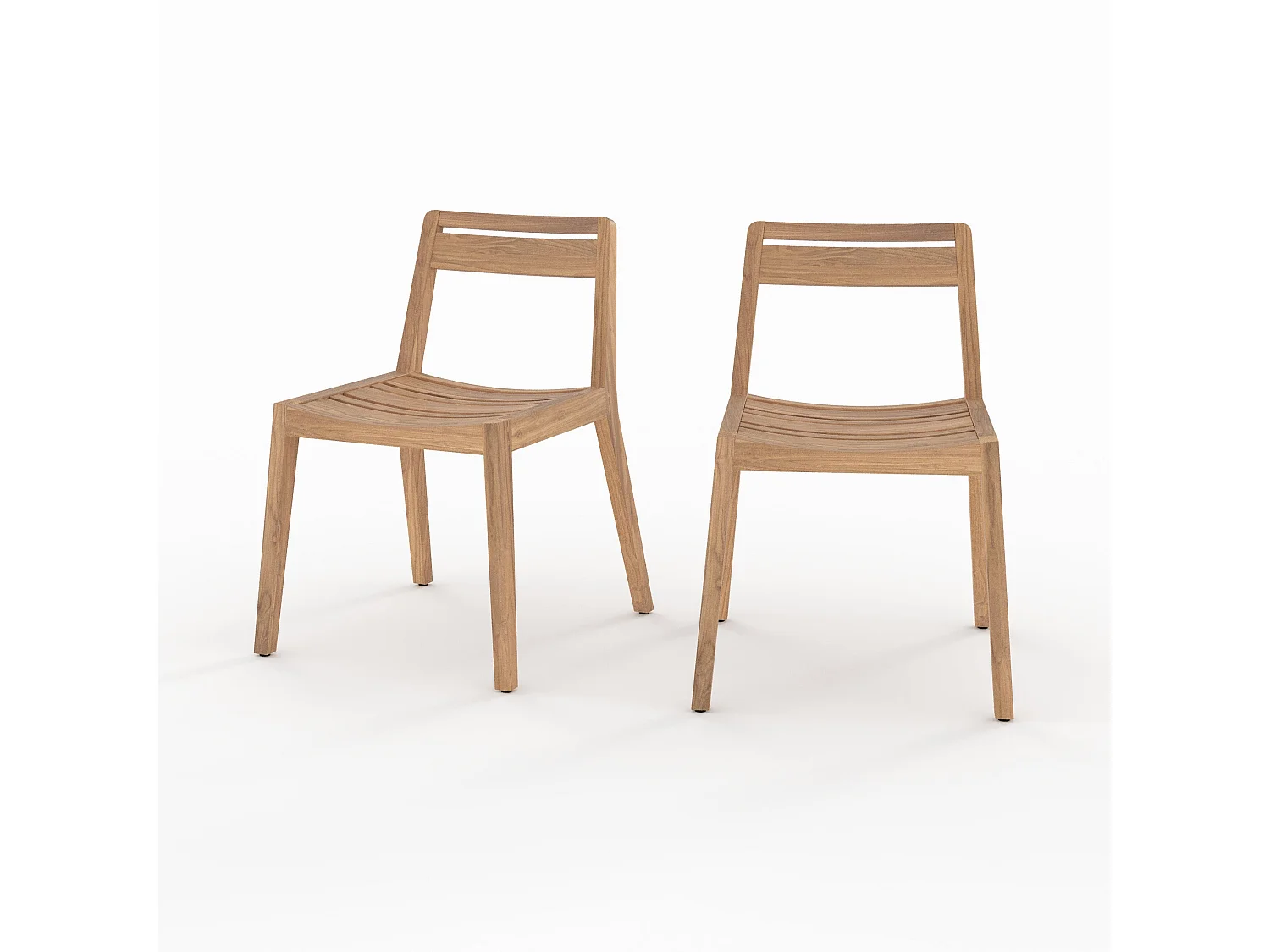 Lot de 2 chaises de jardin en bois de teck recyclé - Zao