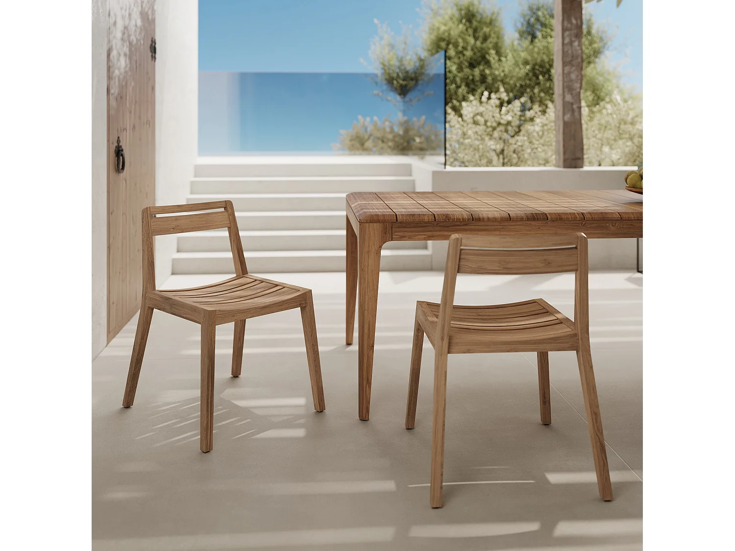 Lot de 2 chaises de jardin en bois de teck recyclé - Zao