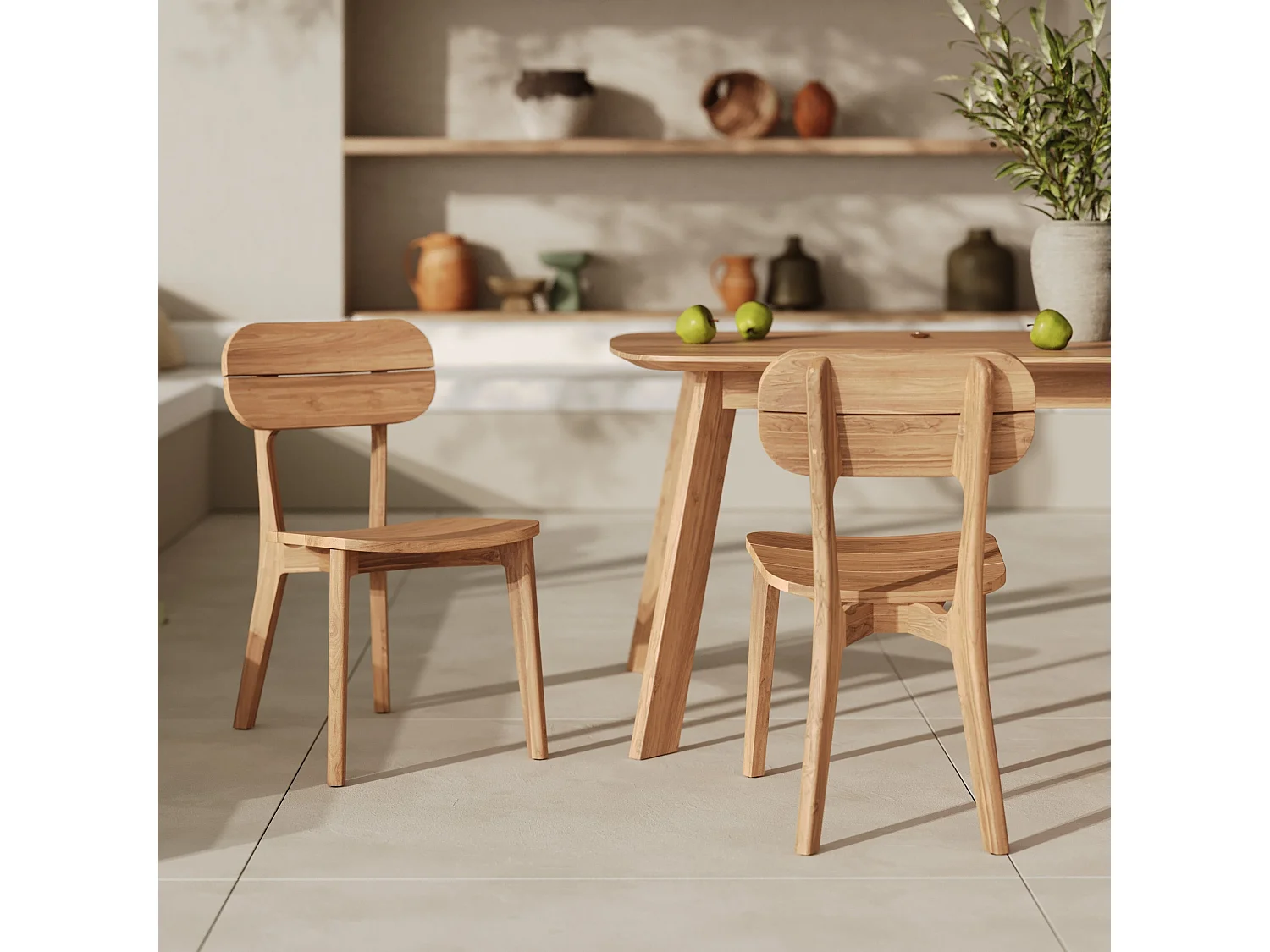 Lot de 2 chaises de jardin en bois de teck recyclé - Azia