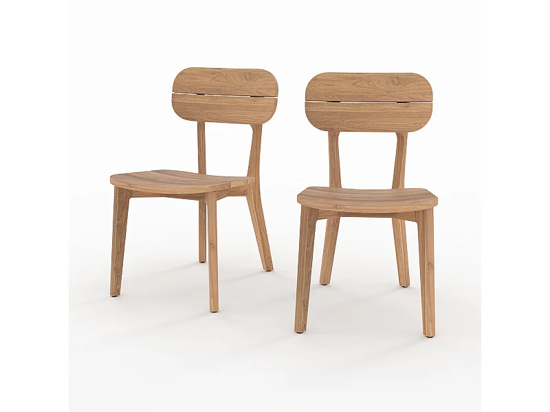 Lot de 2 chaises de jardin en bois de teck recyclé - Azia