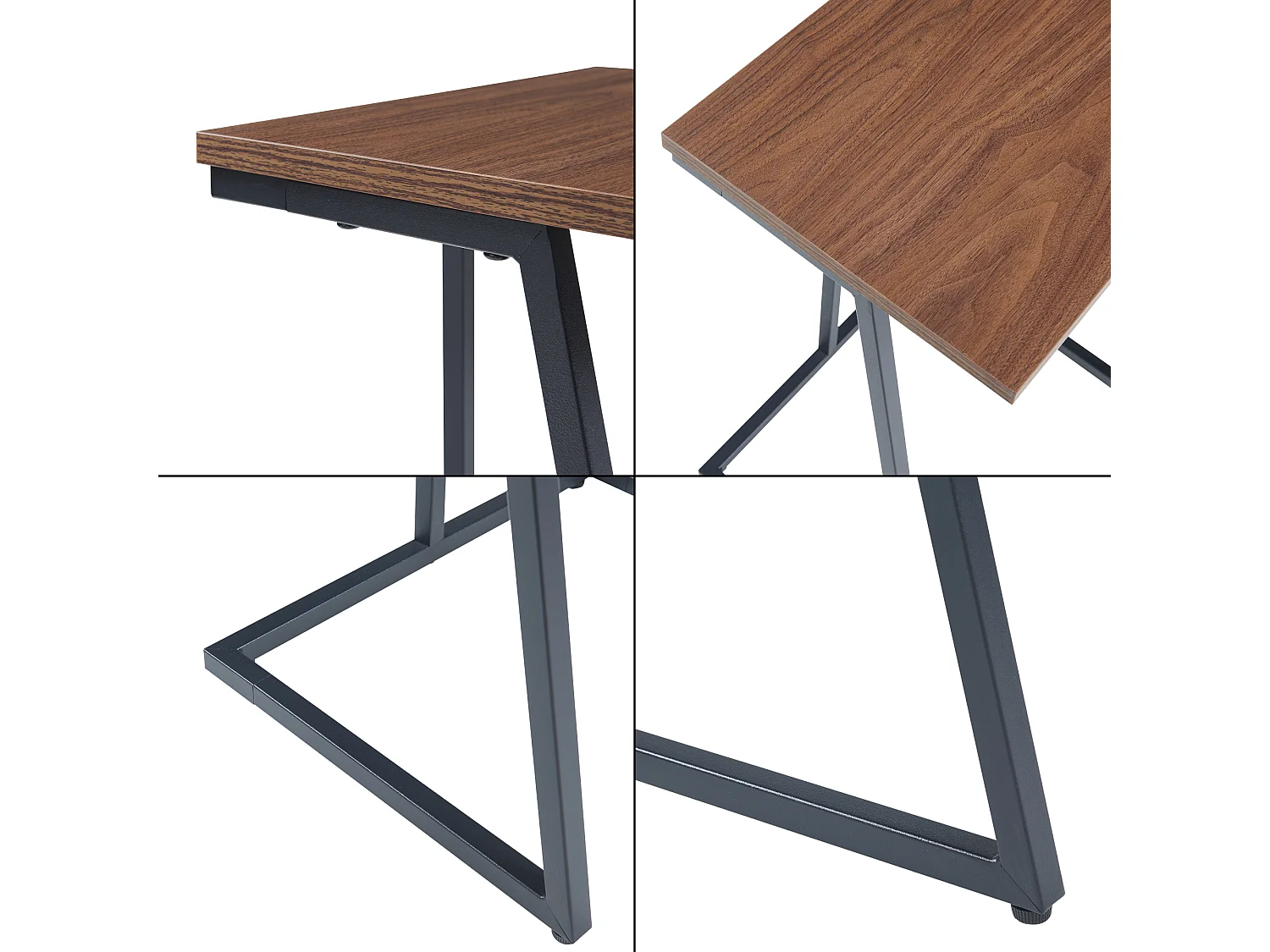 Lot de 2 tables basses gigognes Salem acier panneau de particules noir effet noyer [en.casa]
