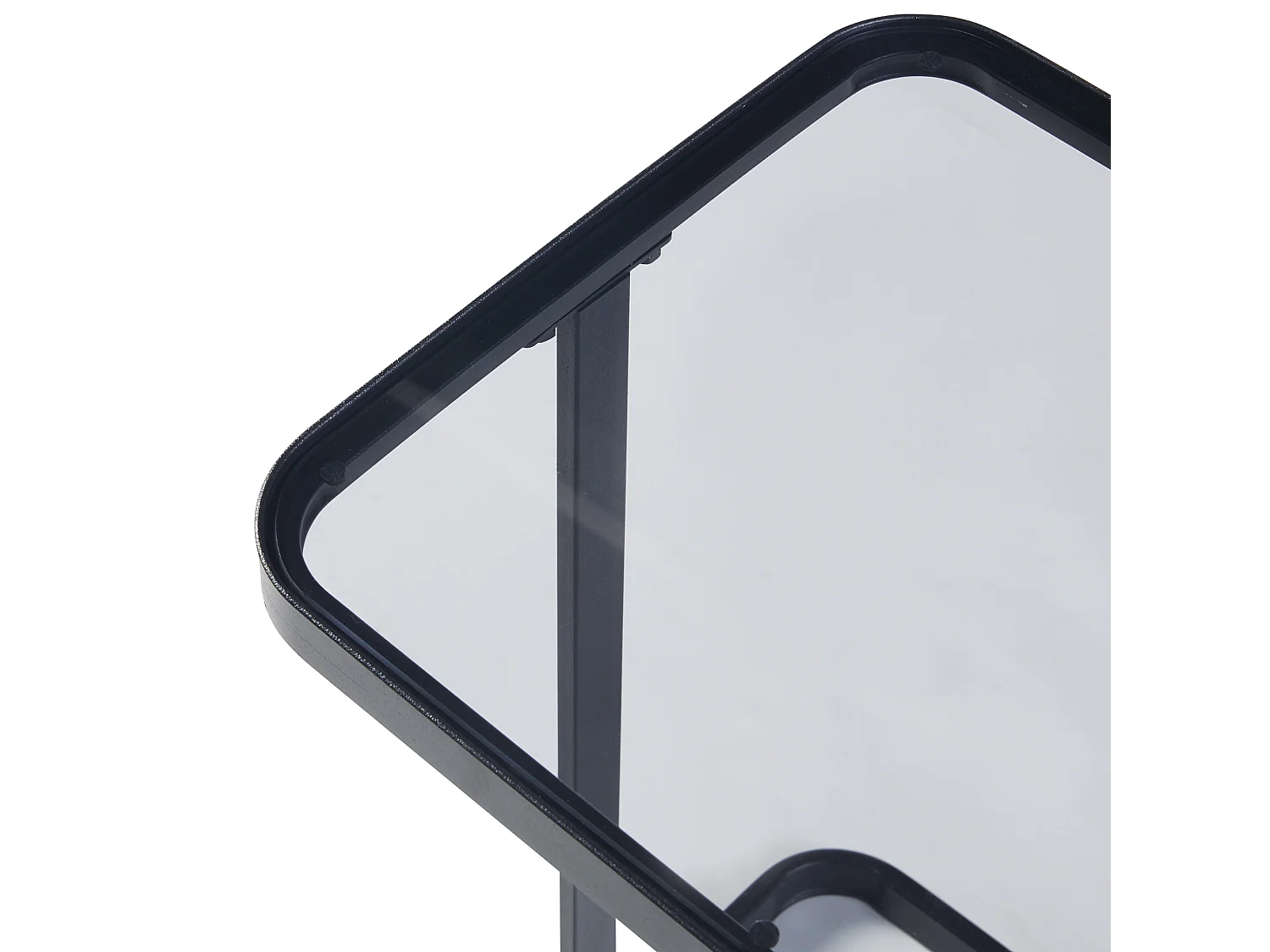 Set de 2 tables basses gigognes Laxå de tailles différentes verre trempé de 4 mm métal noir [en.casa]