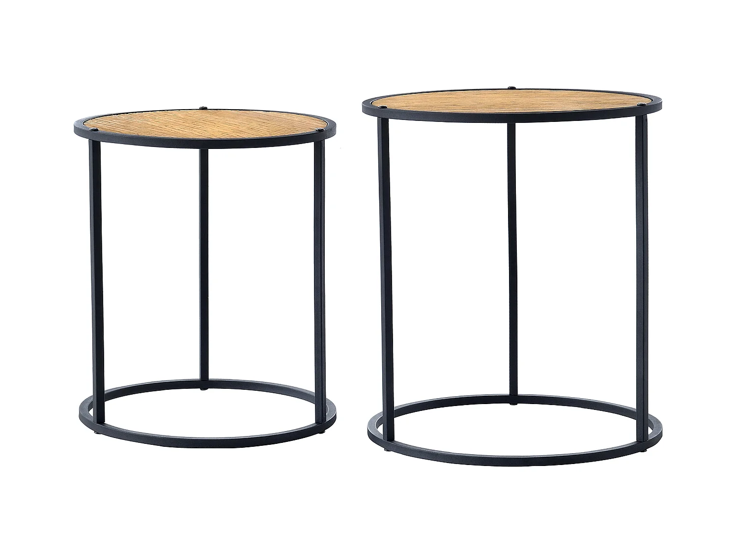 Set de 2 tables d'appoint Moriusaq gigognes rondes noir effet bois [en.casa]