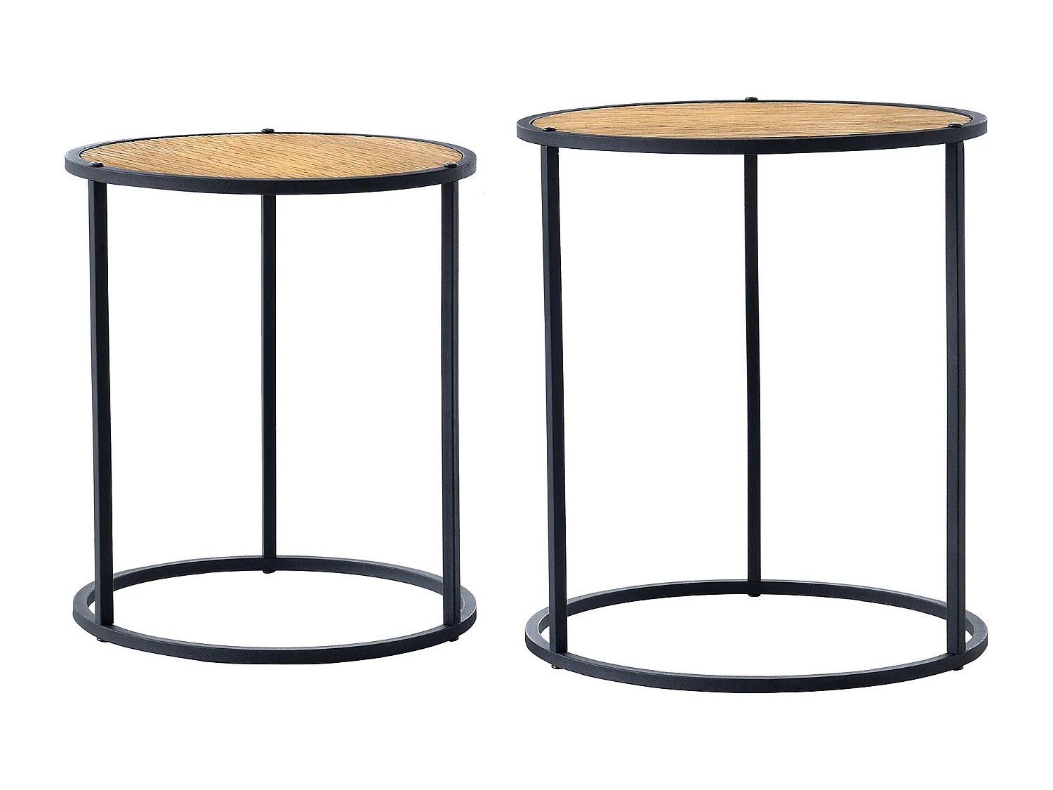 Set de 2 tables d'appoint Moriusaq gigognes rondes noir effet bois [en.casa]