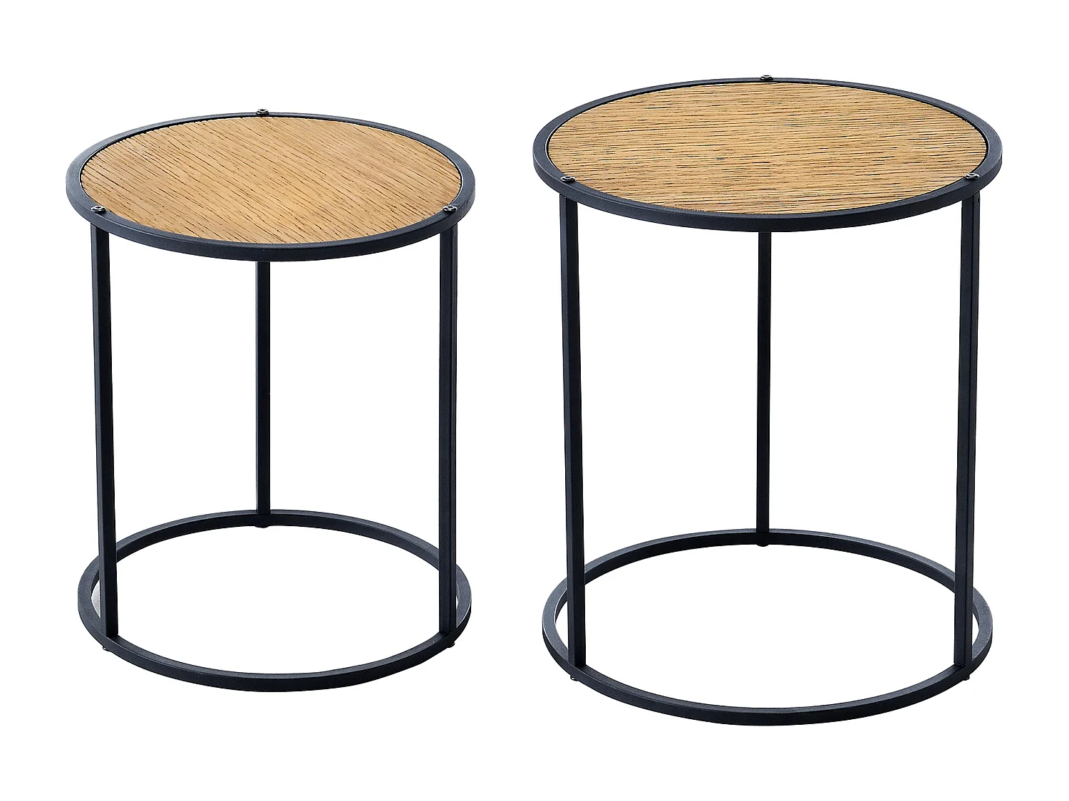 Set de 2 tables d'appoint Moriusaq gigognes rondes noir effet bois [en.casa]