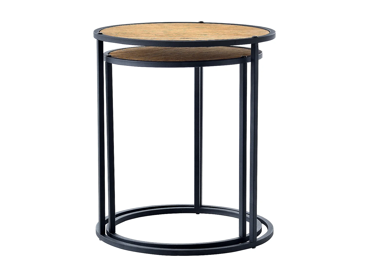 Set de 2 tables d'appoint Moriusaq gigognes rondes noir effet bois [en.casa]